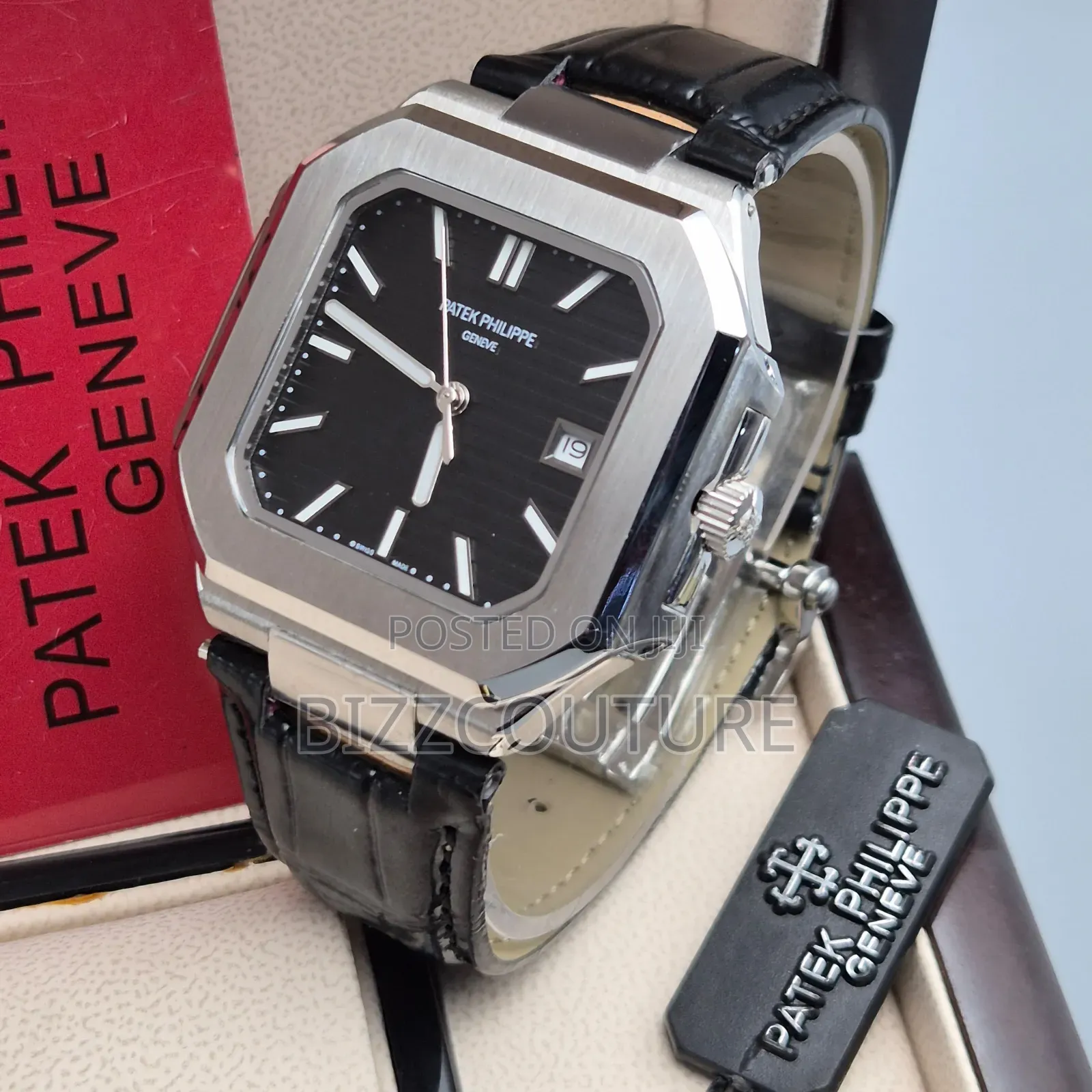 Original Patek Philippe Gevene Black Leather Strap Watch