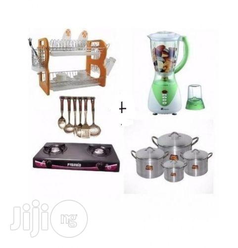 Platerack, Gas Cooker, 4 Sets Of Pots, Saisho Blender /Spoon
