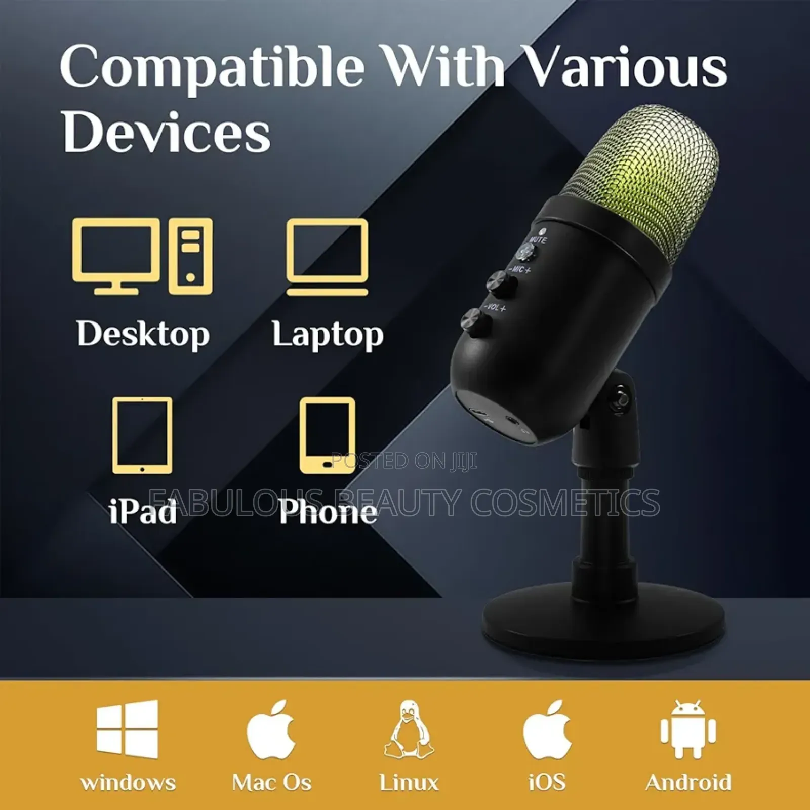 Koitmy Usb Microphone Condenser Mic With Dynamic RGB Light