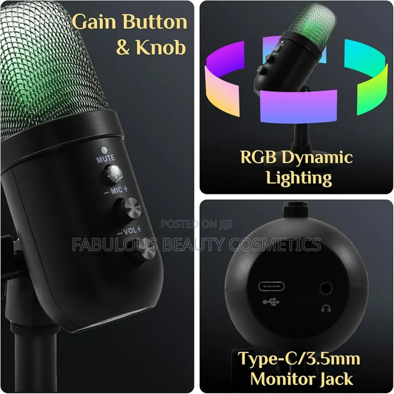 Koitmy Usb Microphone Condenser Mic With Dynamic RGB Light