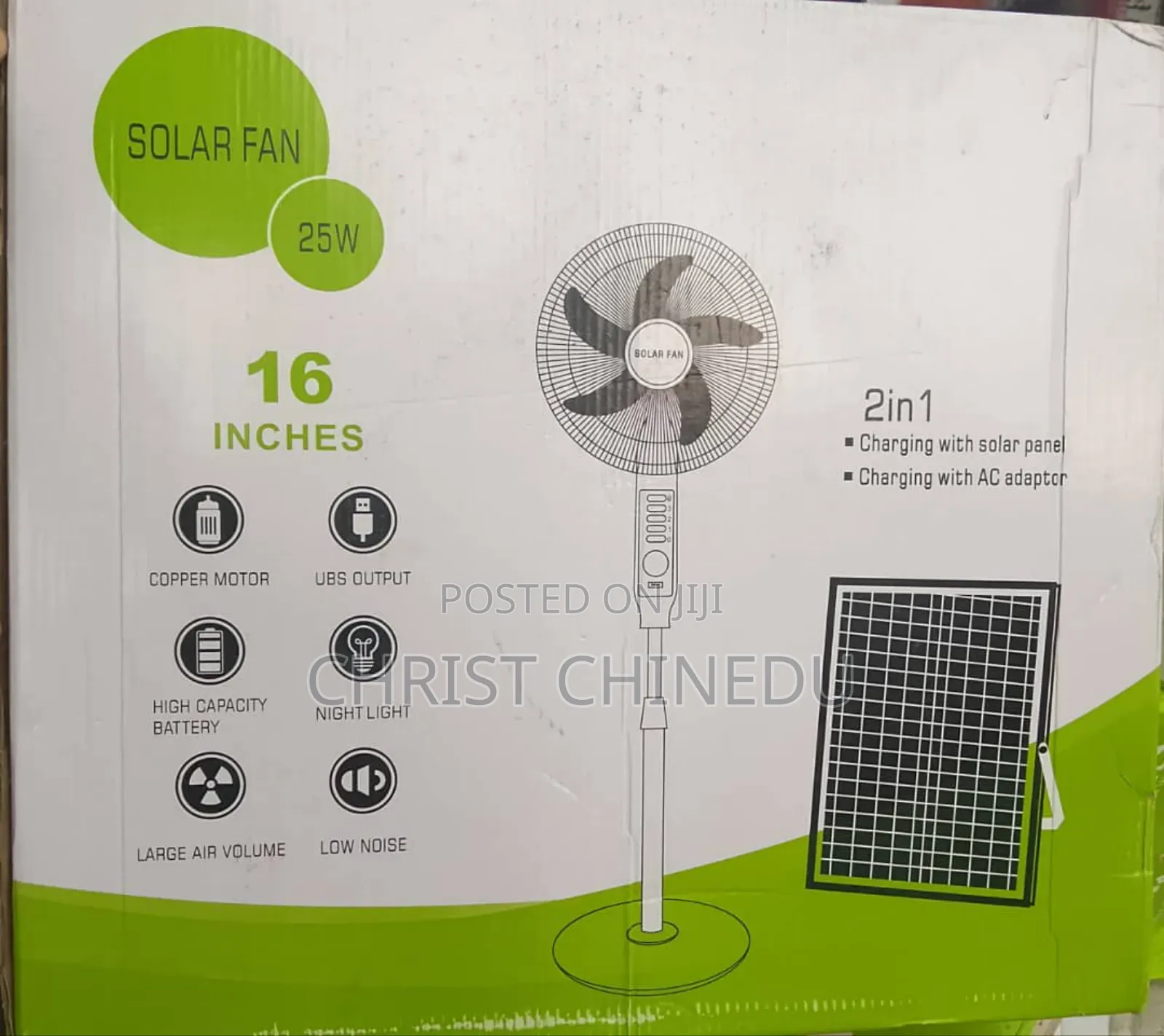 16inches Rechargeable Solar Fan