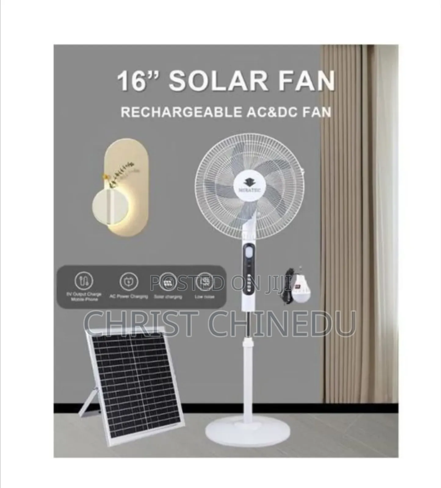 16inches Rechargeable Solar Fan