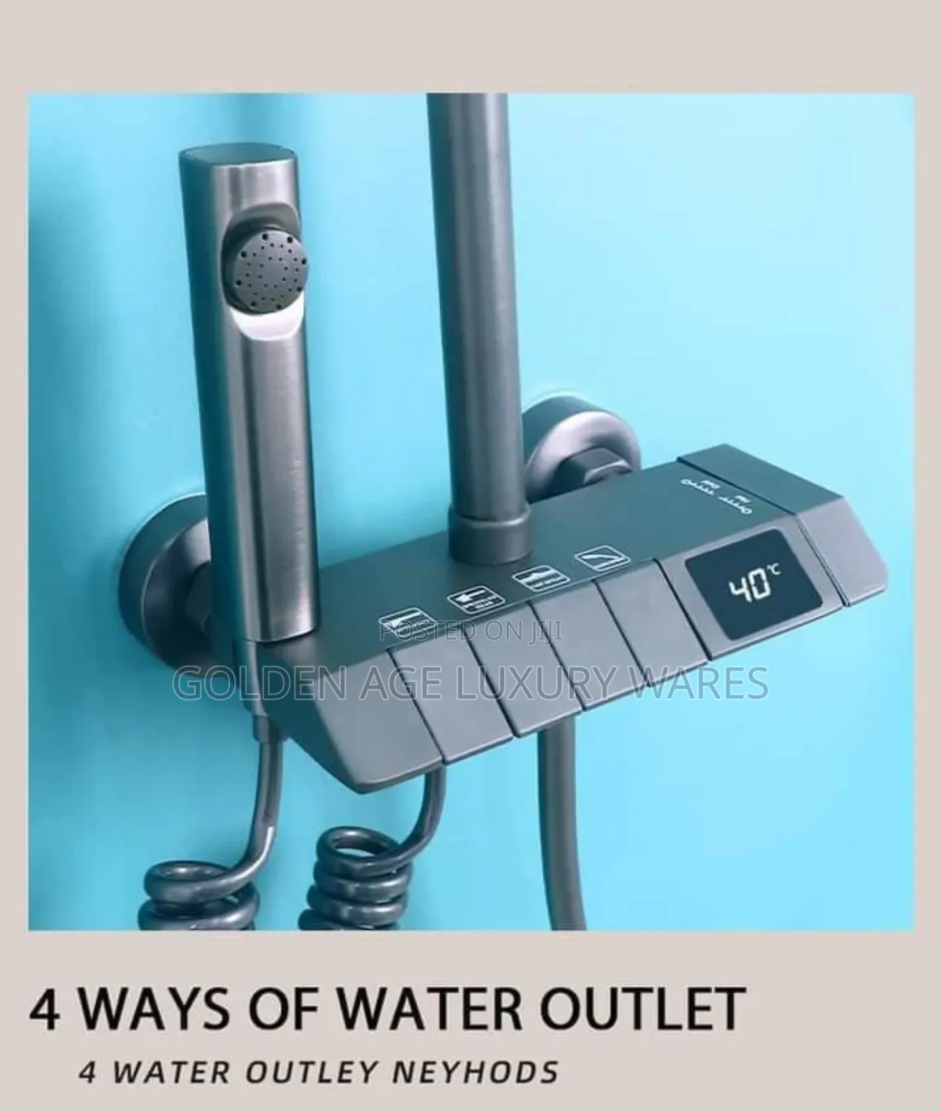 Grey Piano Thermostatic Shower