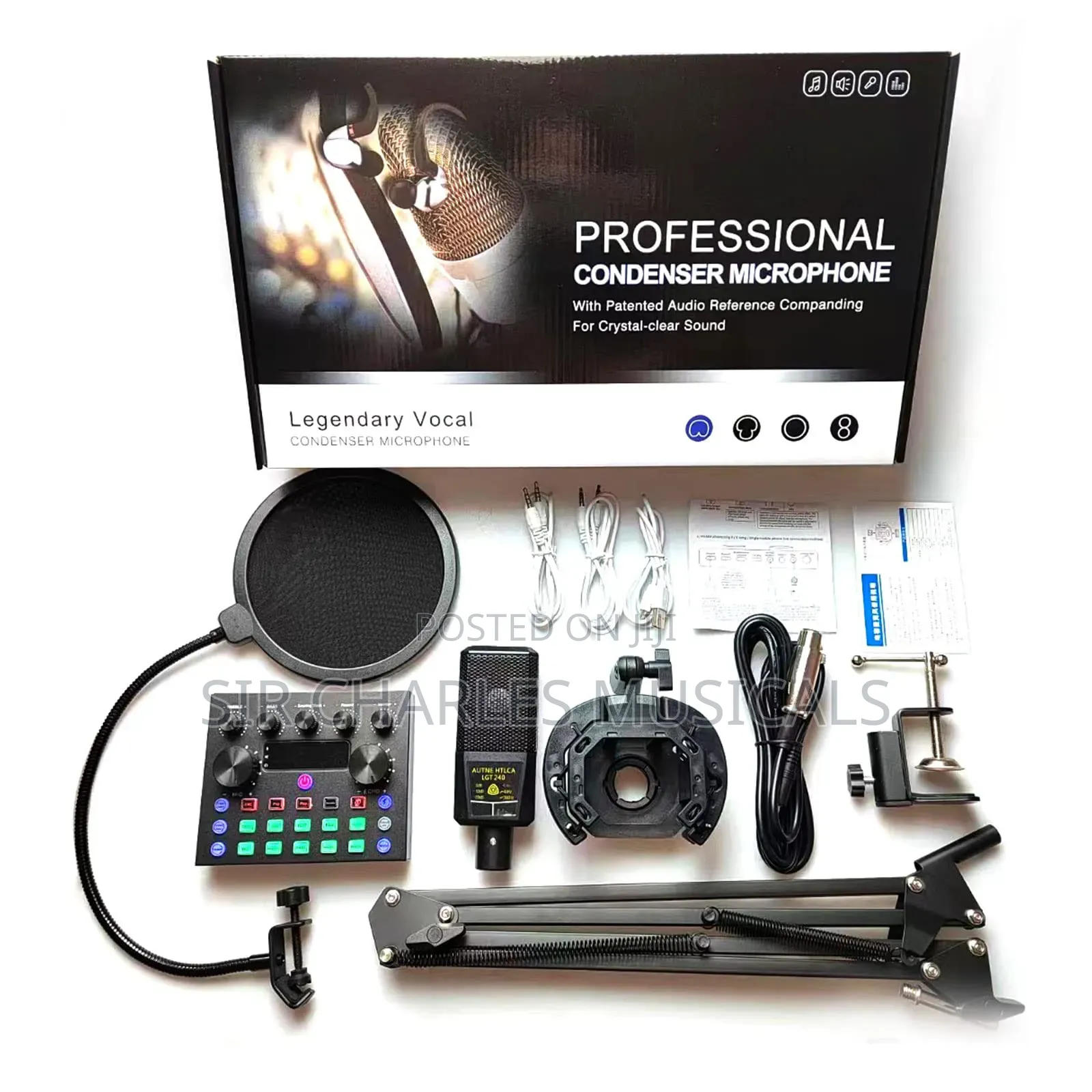 Autne Htlca LGT 240 Studio Condenser Mic With V8 Sound Card