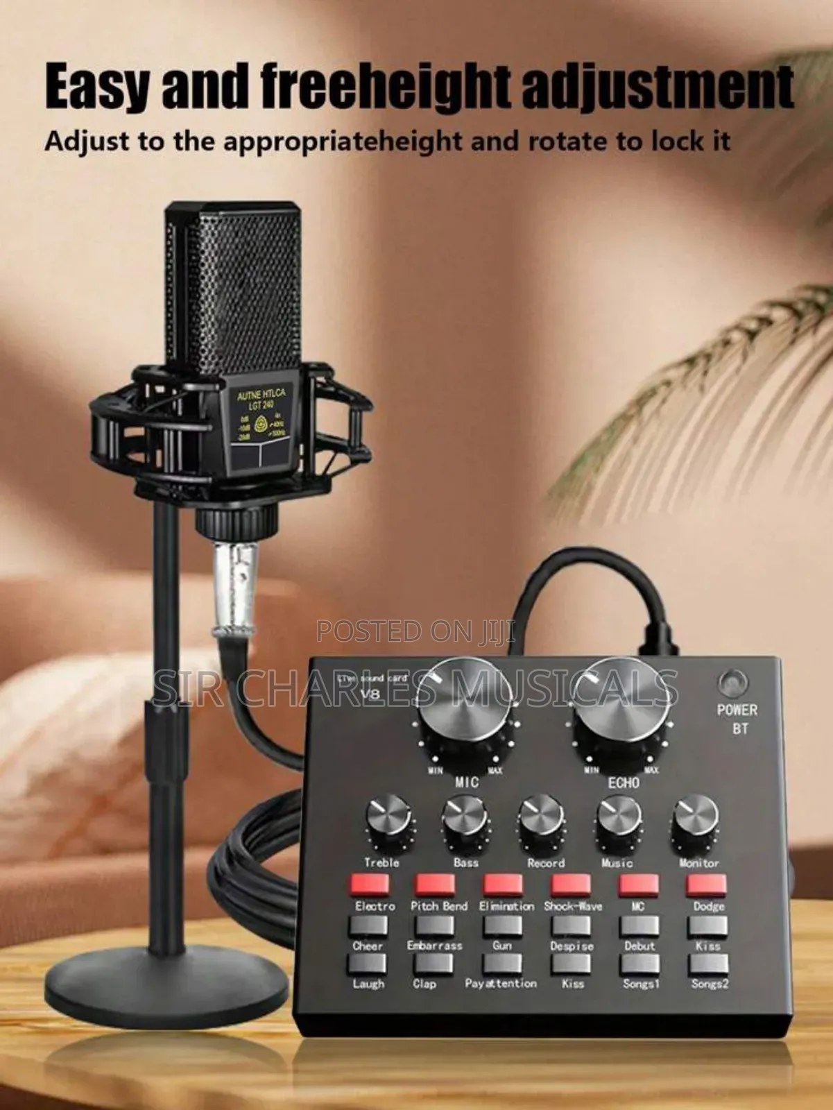 Autne Htlca LGT 240 Studio Condenser Mic With V8 Sound Card