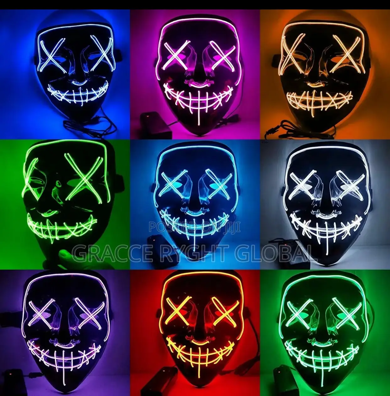 Halloween Led Cosplay Flashing Face Mask for Clubs