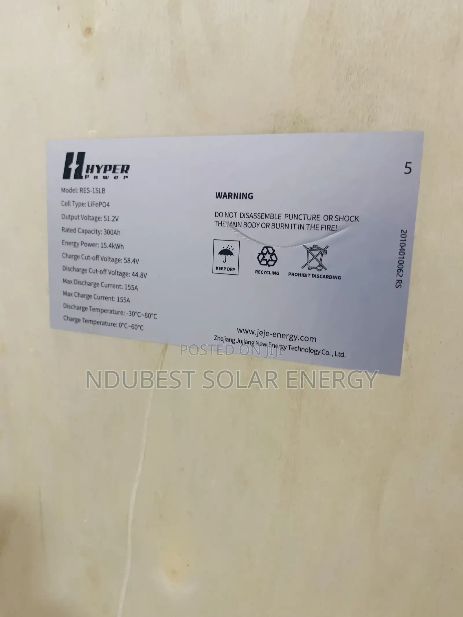 15.4kwh 51.2v Hyper Lithium Ion Batteries
