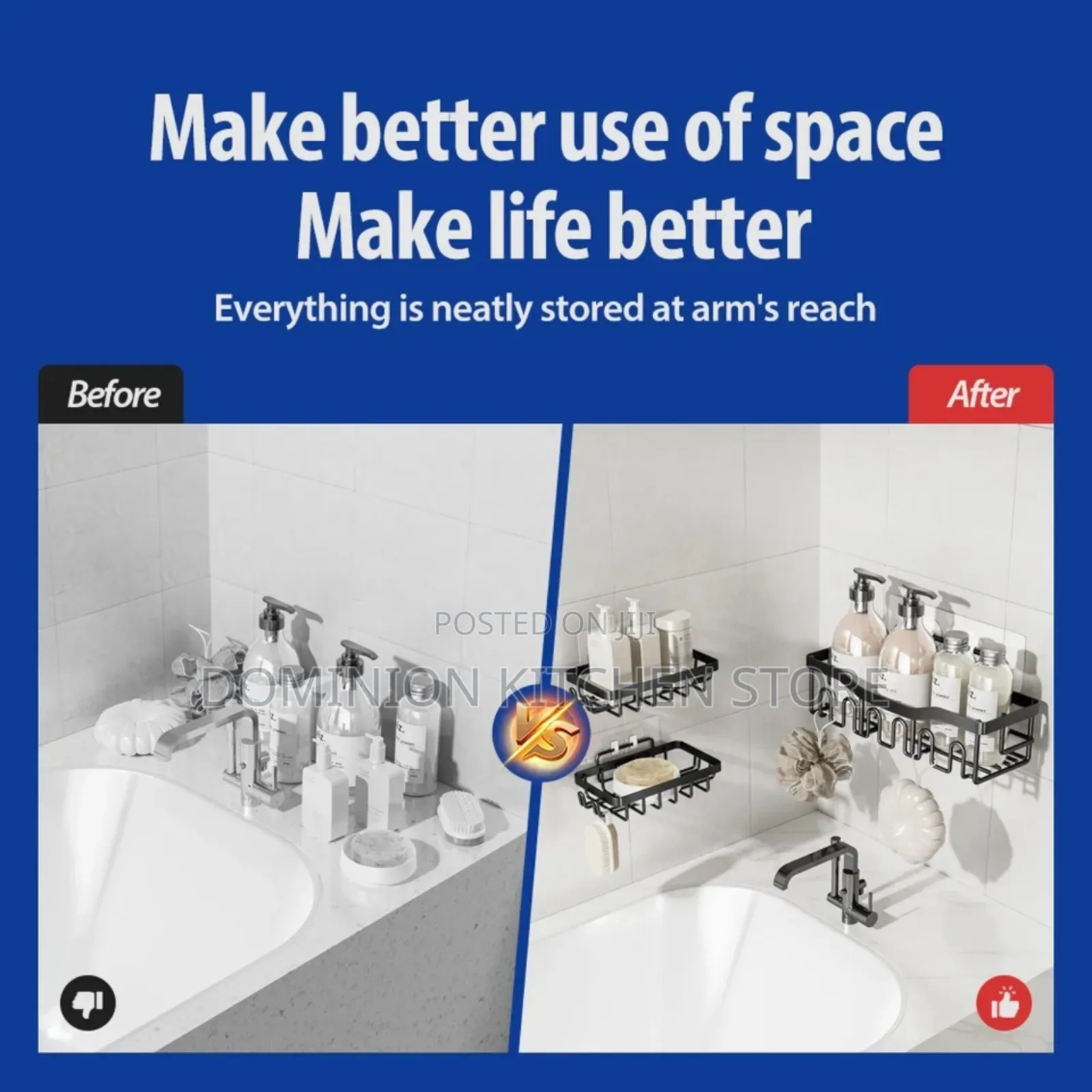 Quality 5pcs Stainless Steel Bathroom Shelf