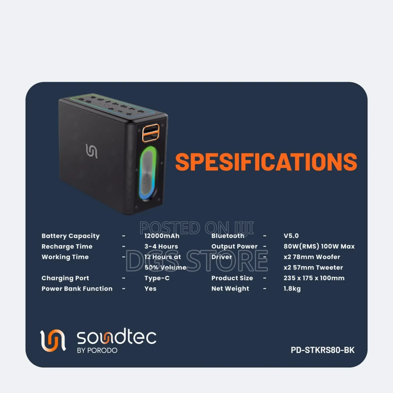 Porodo Soundtec Quantum 2.2 Channel Bluetooth Speaker