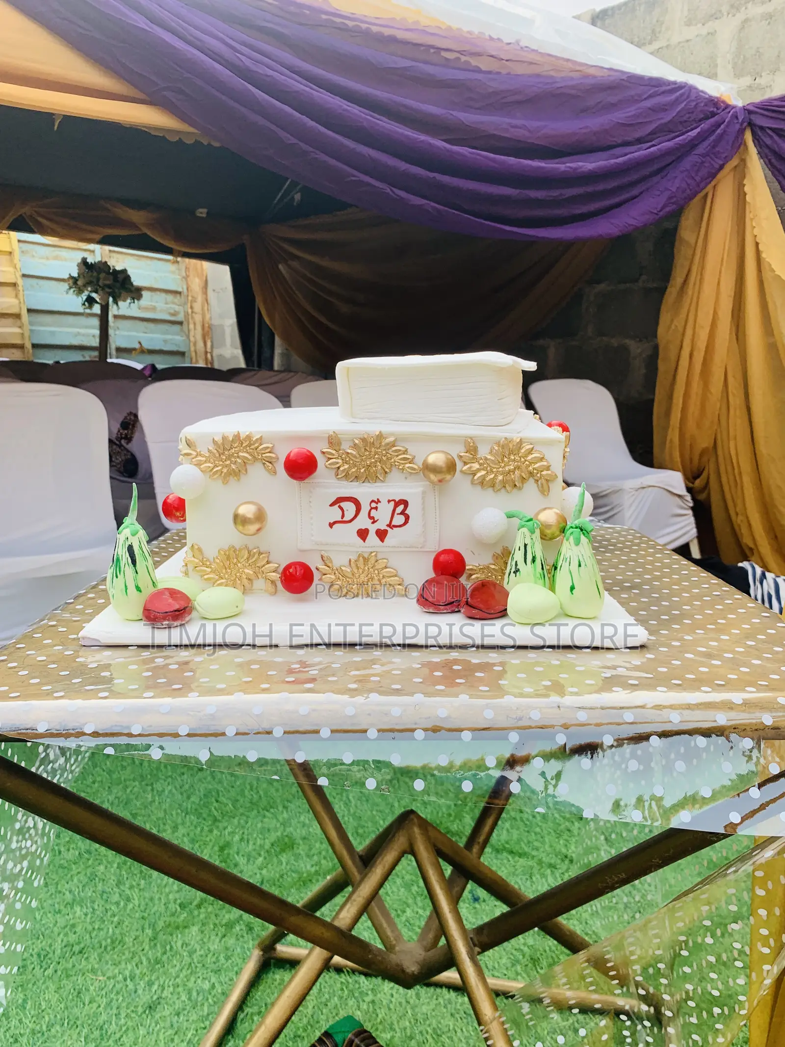 Square Traditional Wedding Cake With Bible