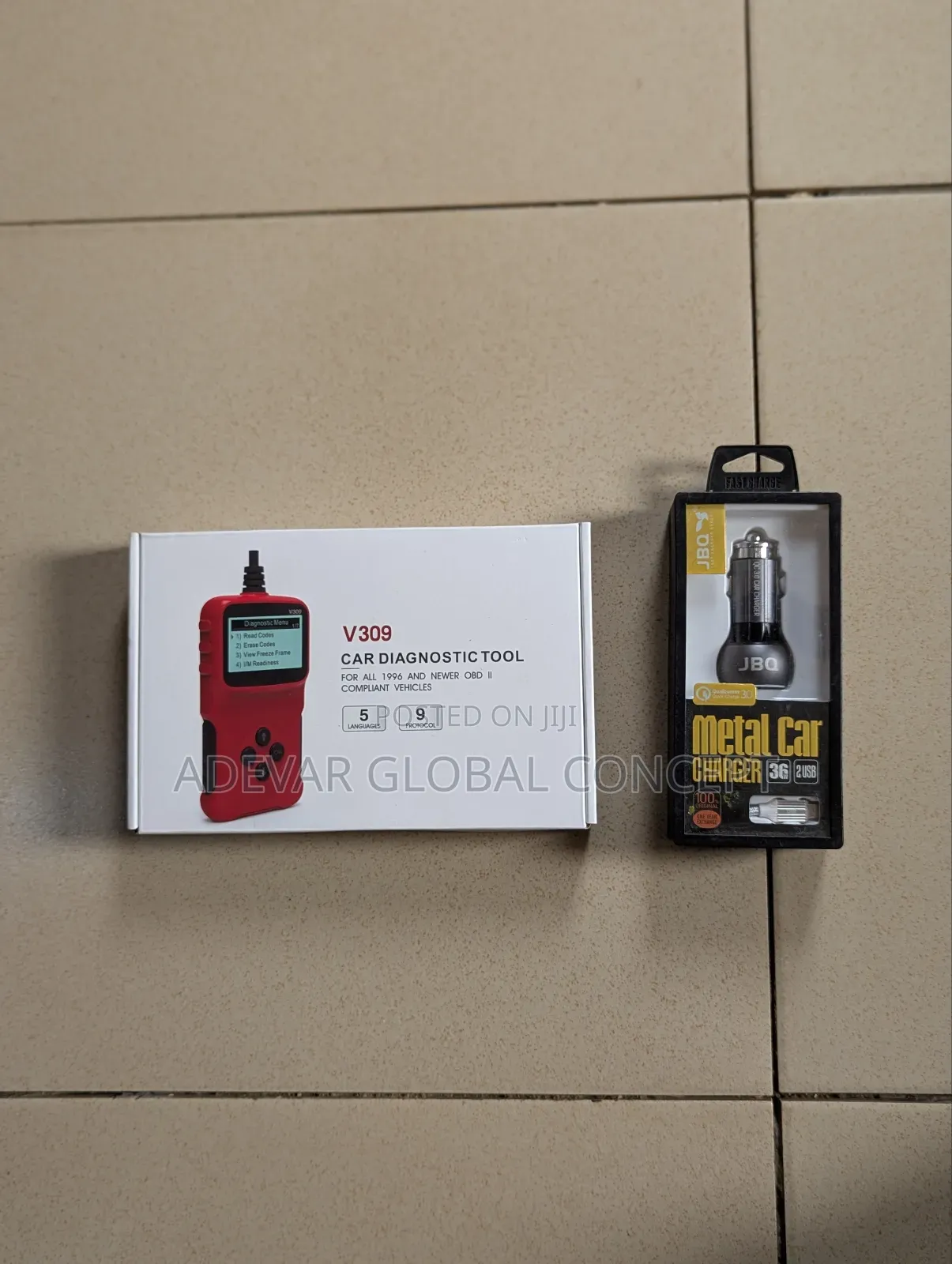 V309 Car Diagnostic Scanner Tool + JBQ Metal Car Charger 36w