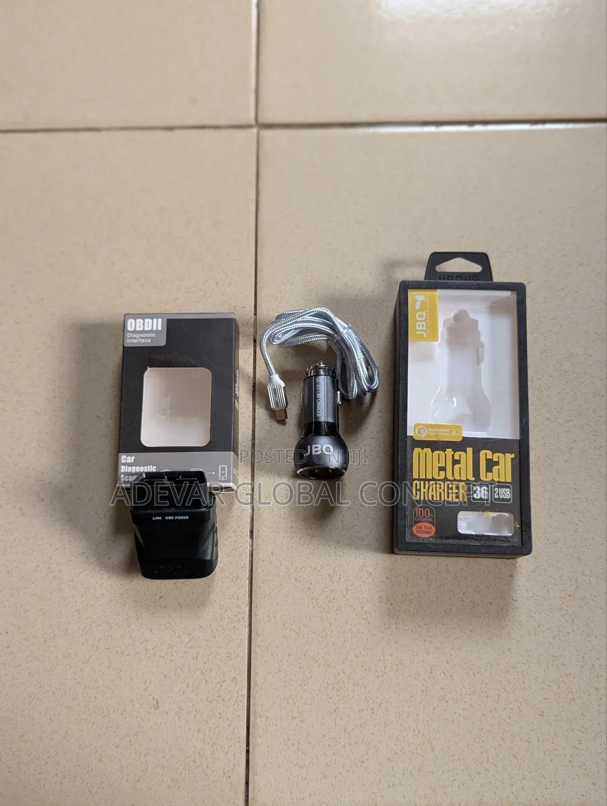 App Control Obdii Plug Scanner + JBQ Metal Car Charger 36w