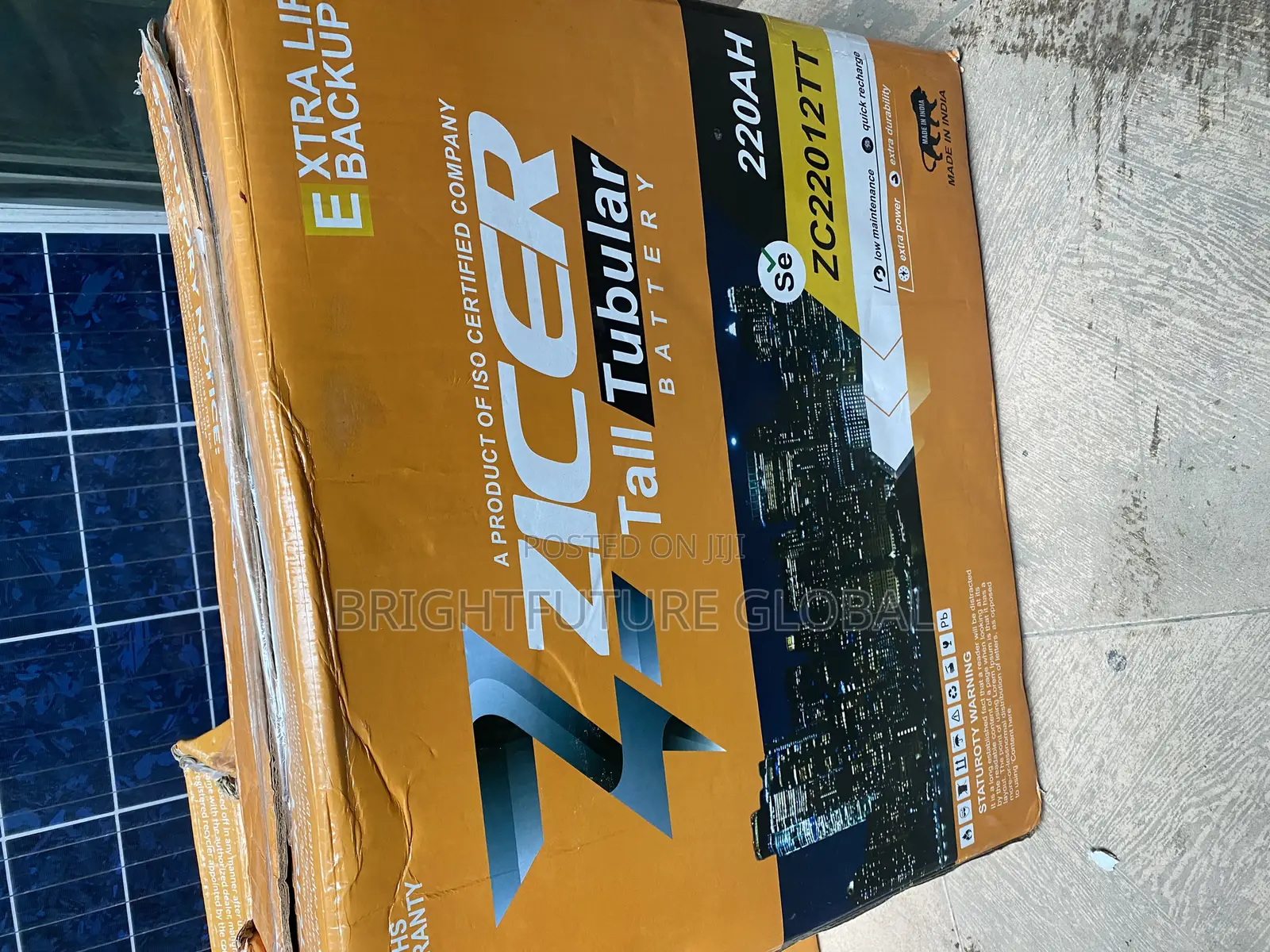 Zicer Solar Tall Tubolar Battery