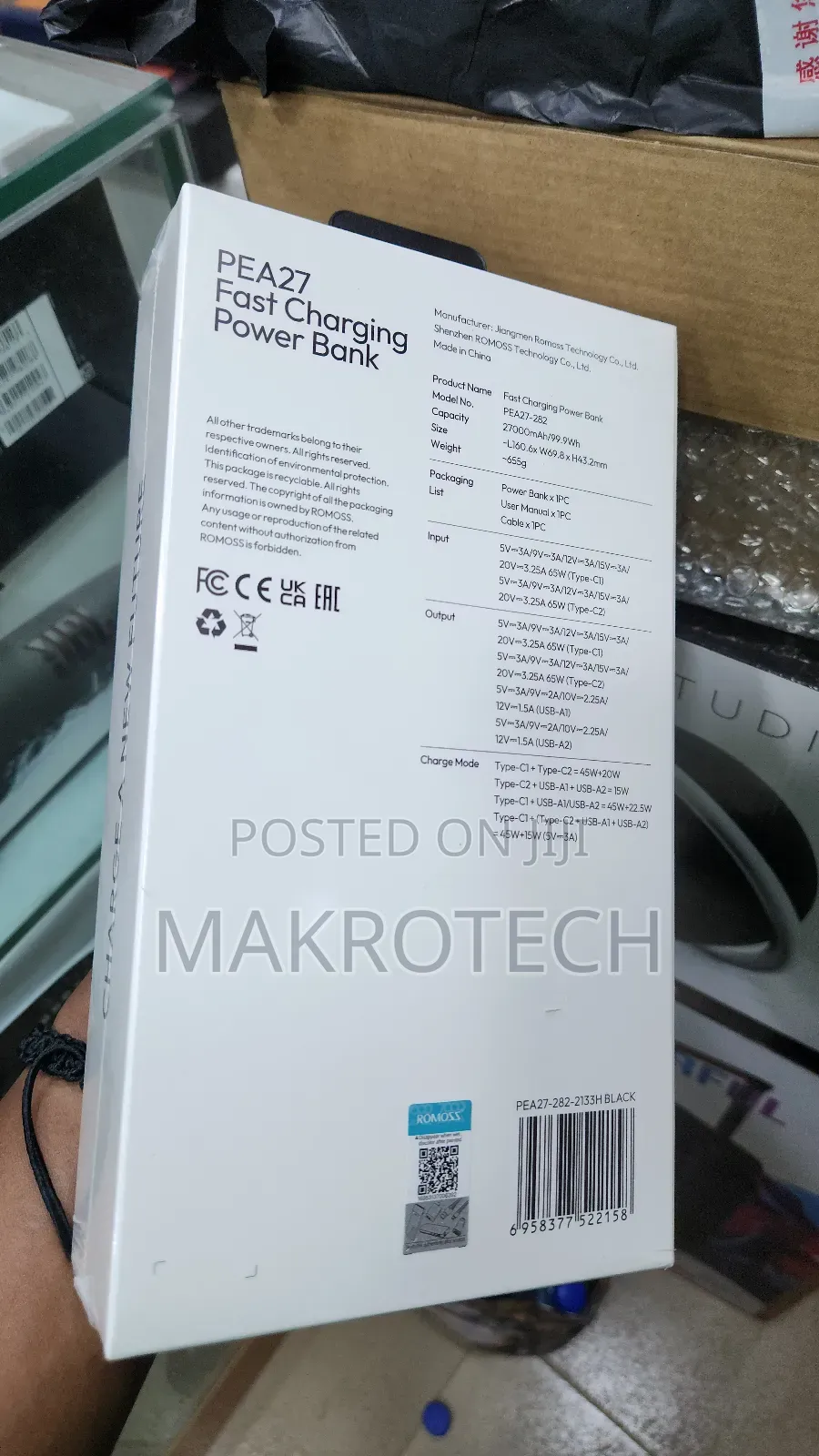 Romoss Power Bank 27000mah Portable Laptop Charger With 65w