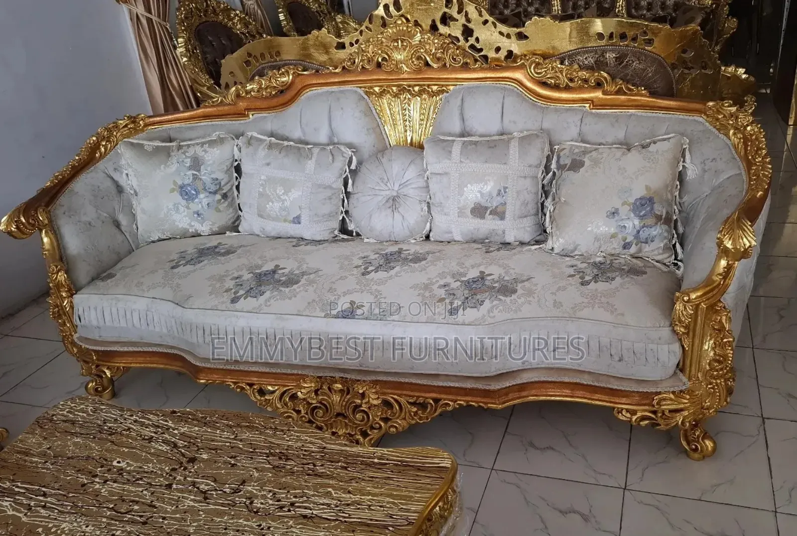 Standard Quality Golden Royal Sofa Set 8 Seaters.