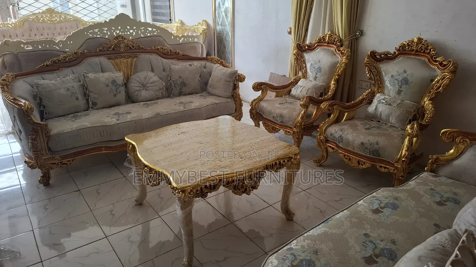 Standard Quality Golden Royal Sofa Set 8 Seaters.