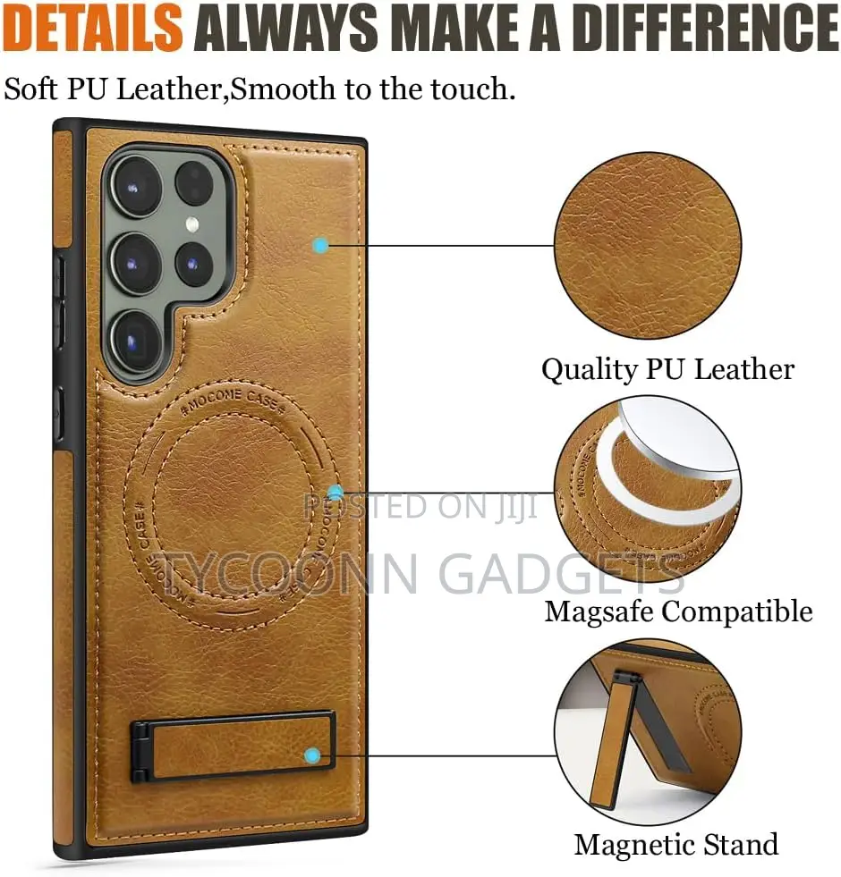Samsung Galaxy S24 Ultra/S25 Ultra Leather Case With Stand