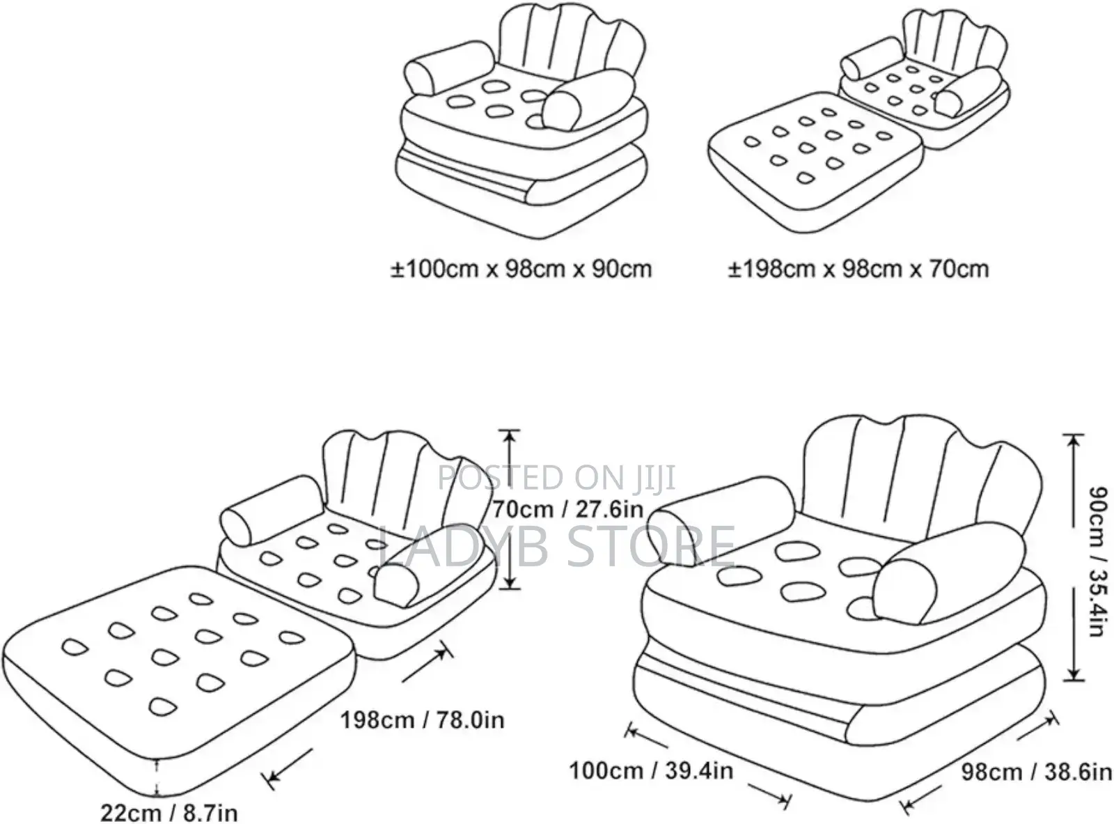 2way Inflatable Sofa Chair / Bed