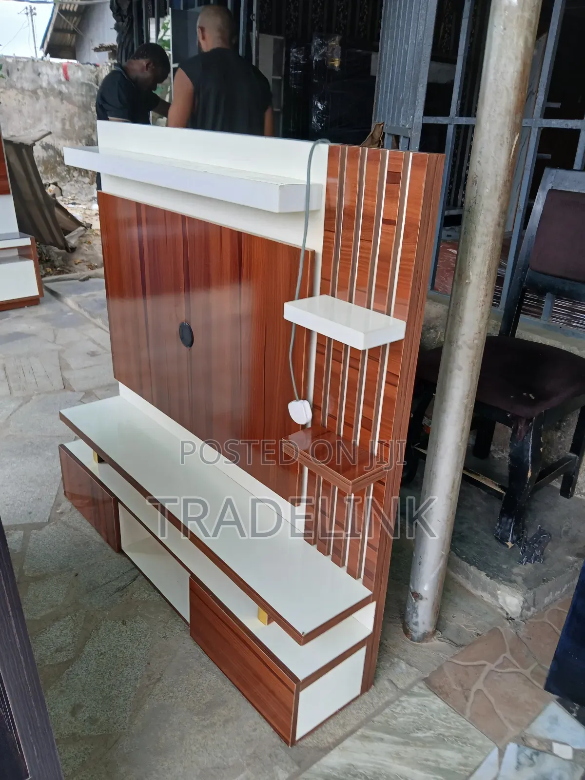 White and Brown Television Console