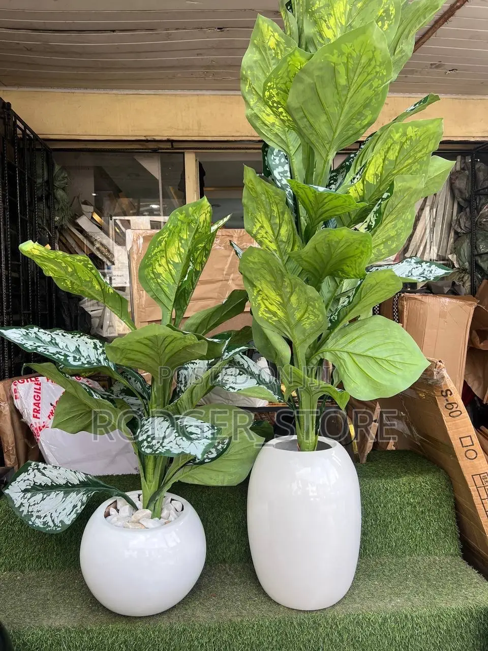 Big Indoor/Outdoor Fibre Vase and Plant Oval Pot