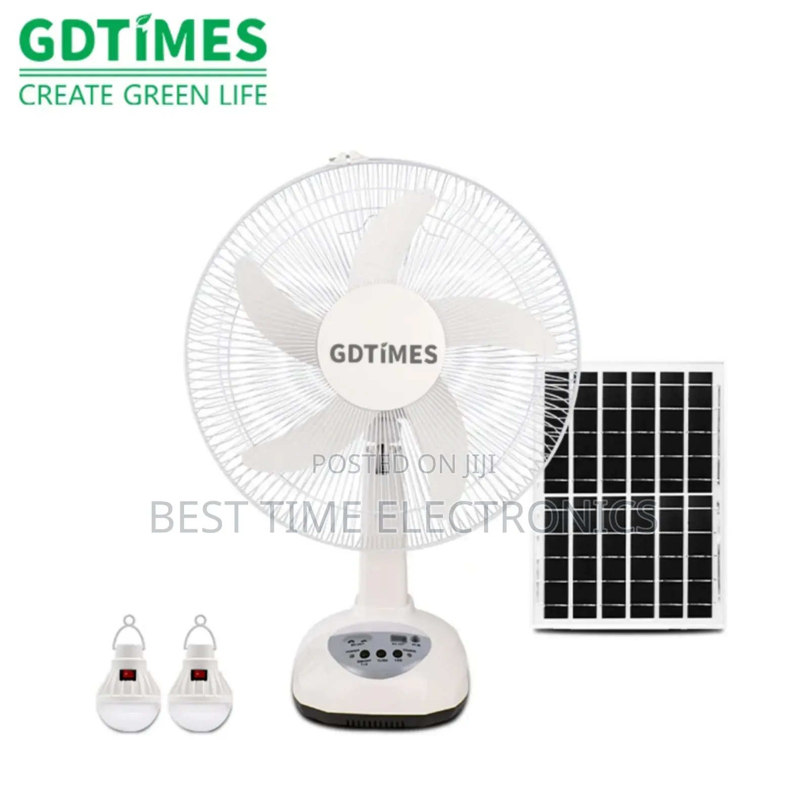 Gdtimes 16 Solar Rechargeable Table Fan With Bulbs