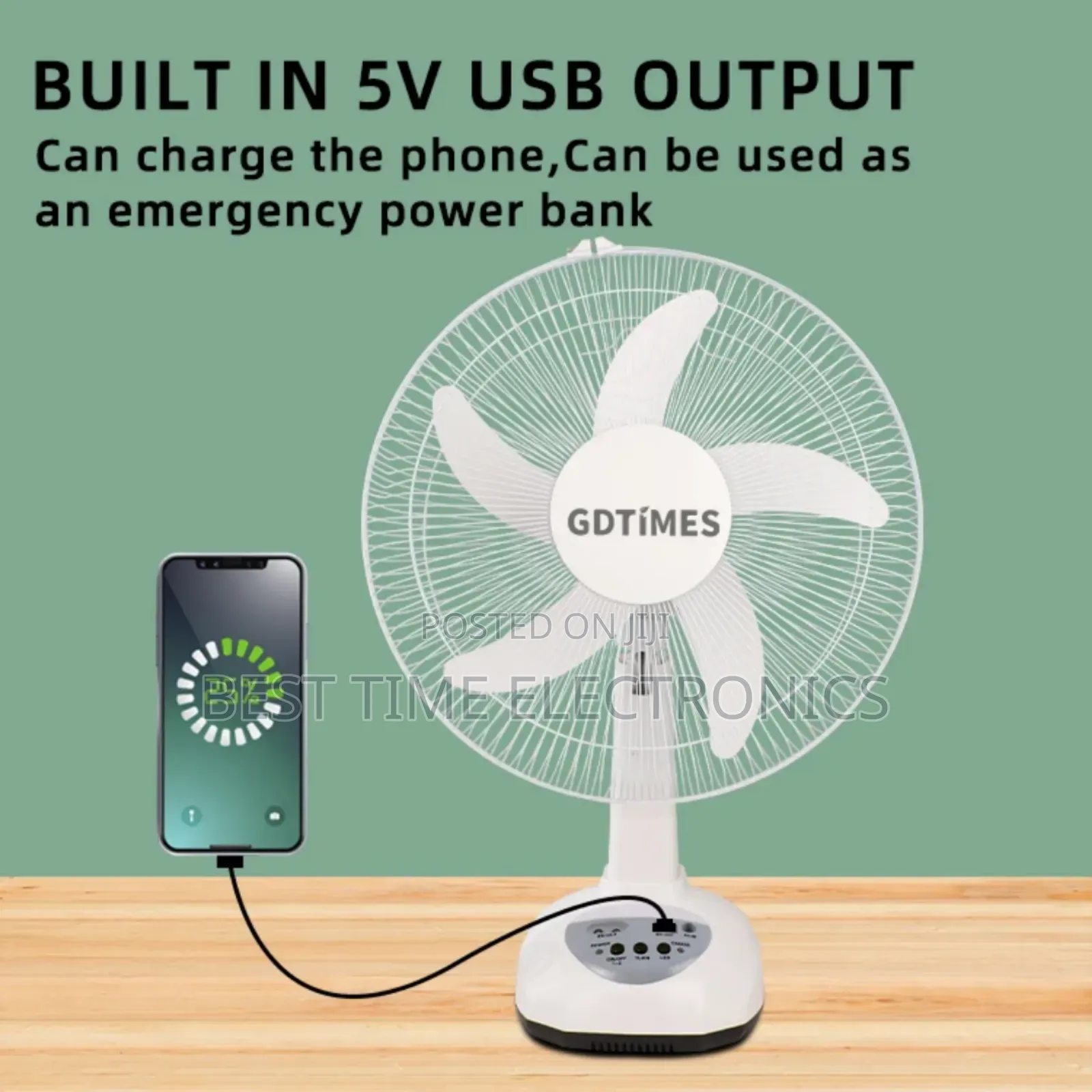 Gdtimes 16 Solar Rechargeable Table Fan With Bulbs