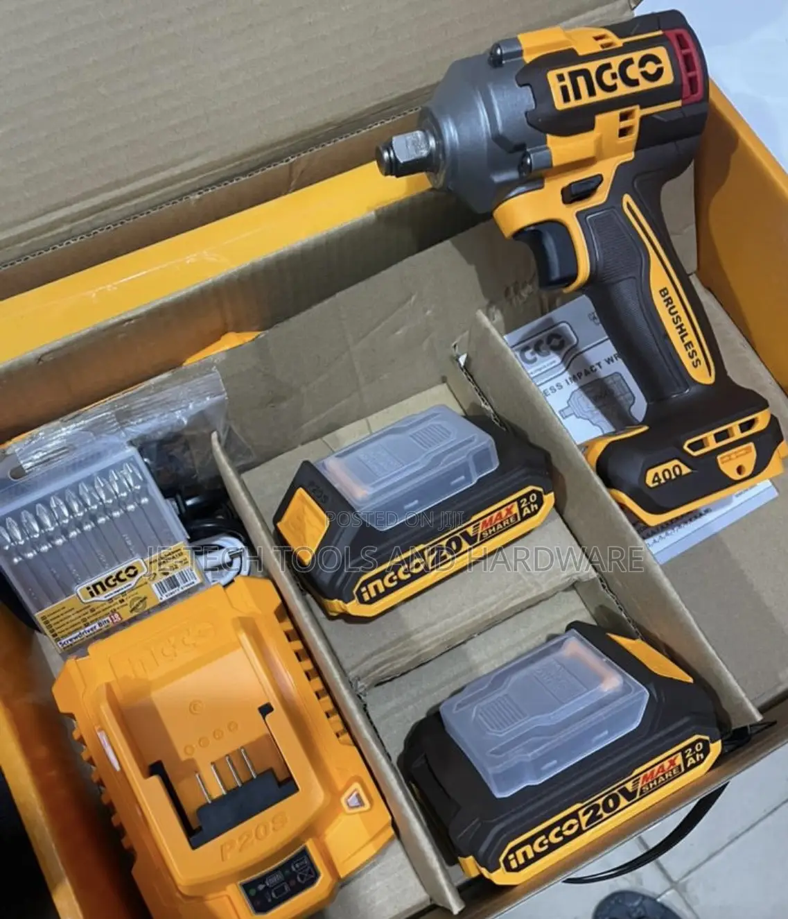 2 Combo Kits Ingco Cordless Impact Wrench 400nm Work Lamp
