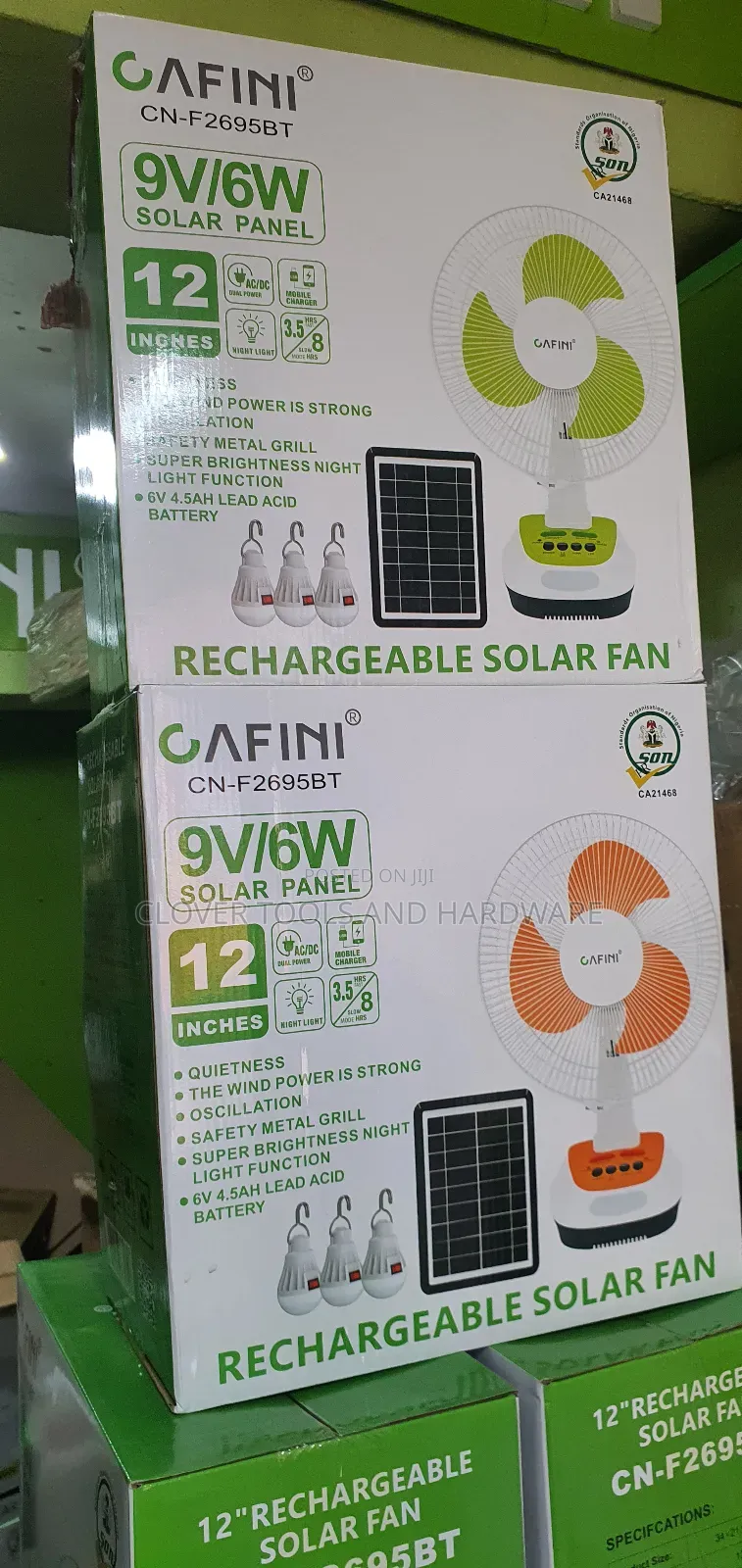 Cafini 12-Inch Desktoprechargeable Solar Fan Cn-F2695bt