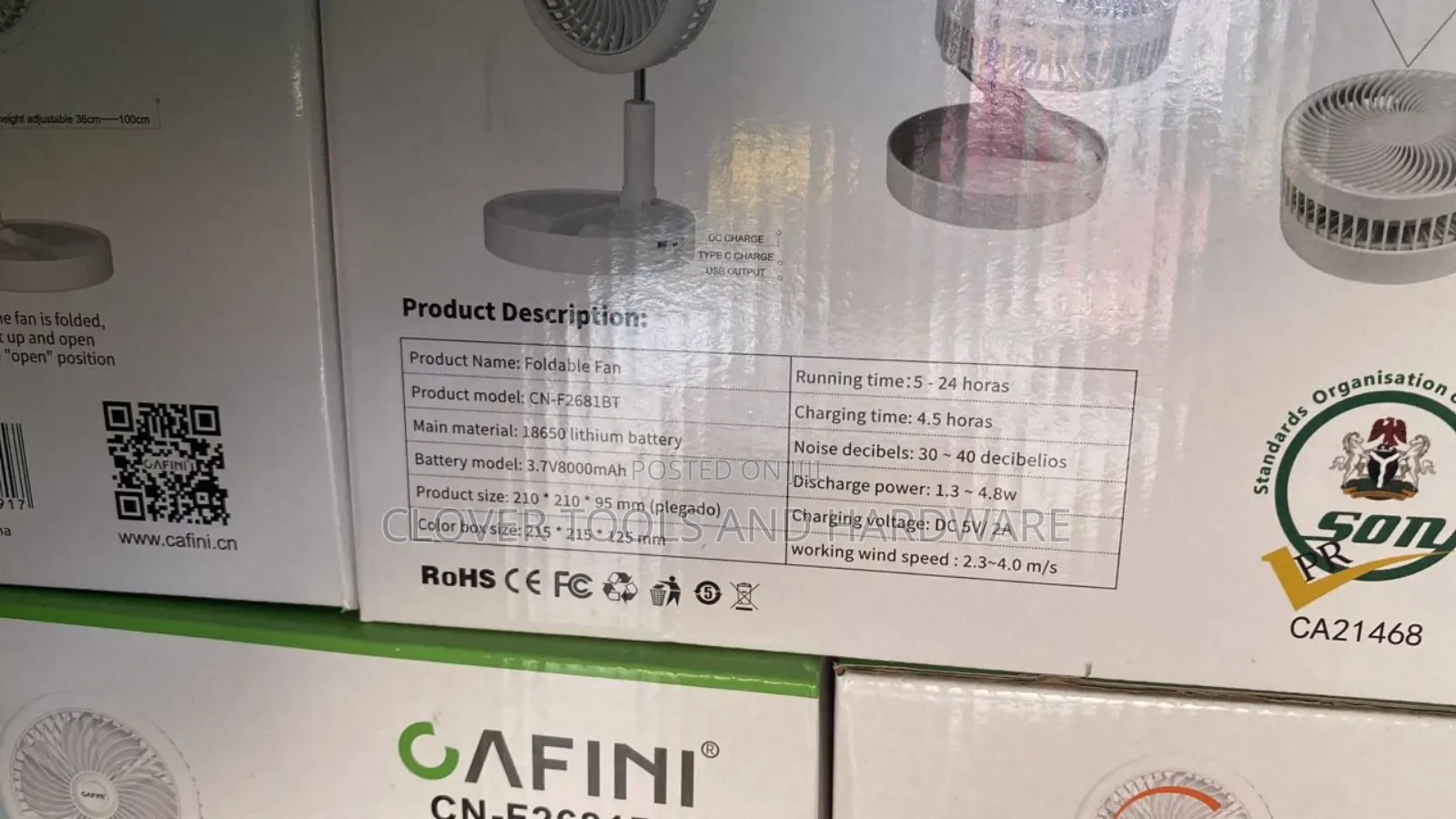 Cafini Folding Solar Fan With 6w Solar Panel Cn-F2681bt