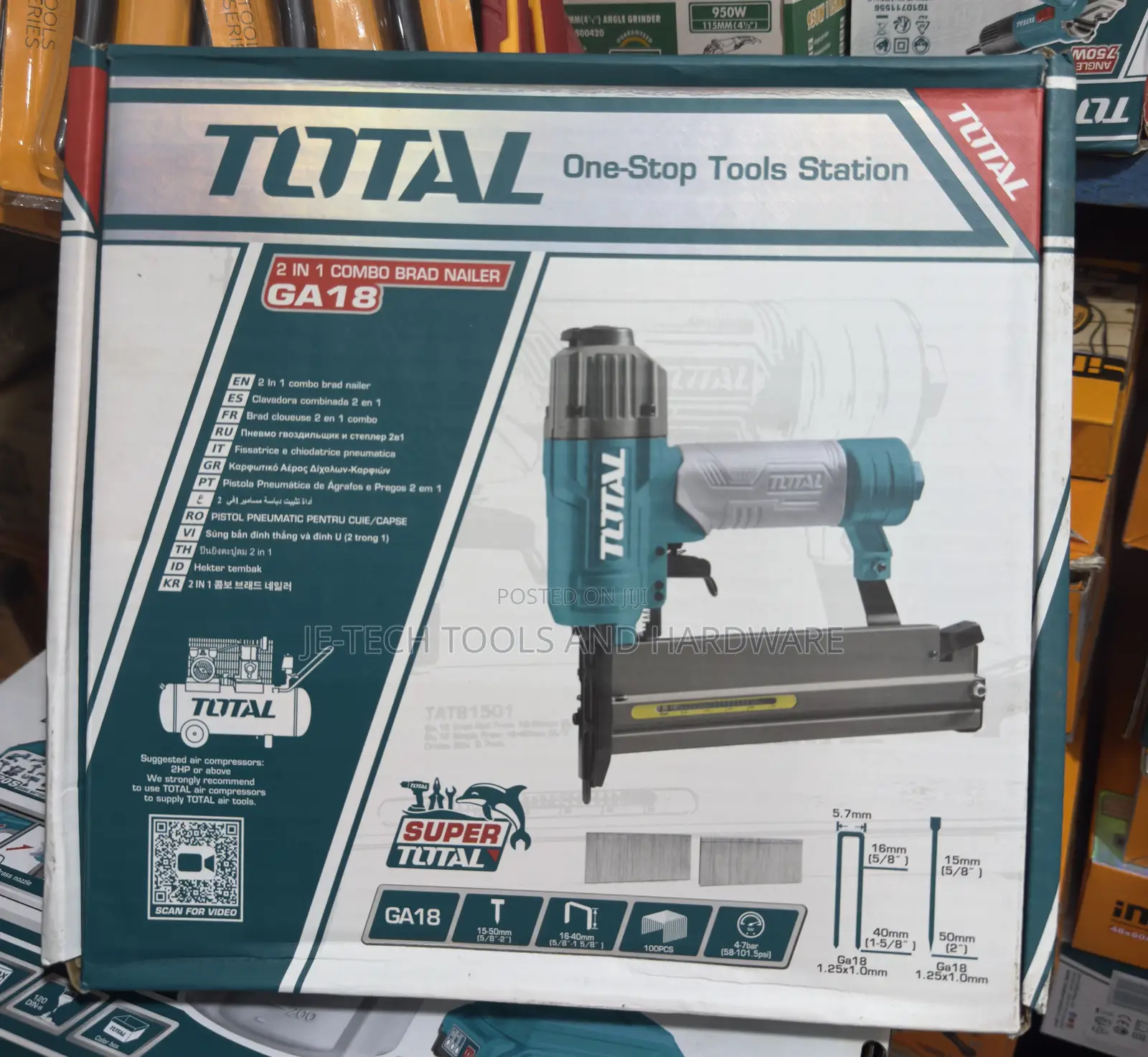 Total 2 in 1 Combo Brad Nailer (F15 - 50) (J16 - 40)