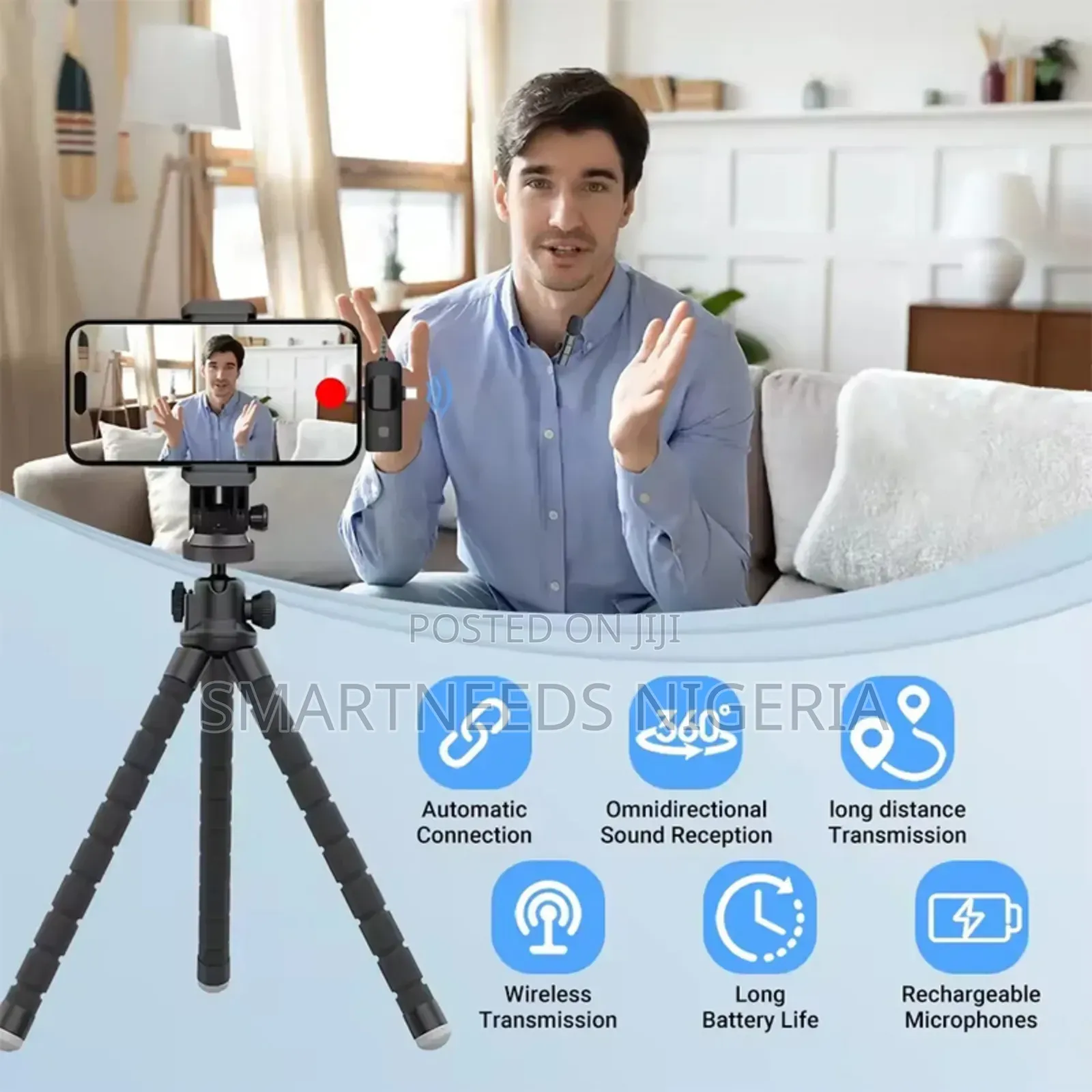 3 In1 Dual Wireless Microphone for Android and Ios