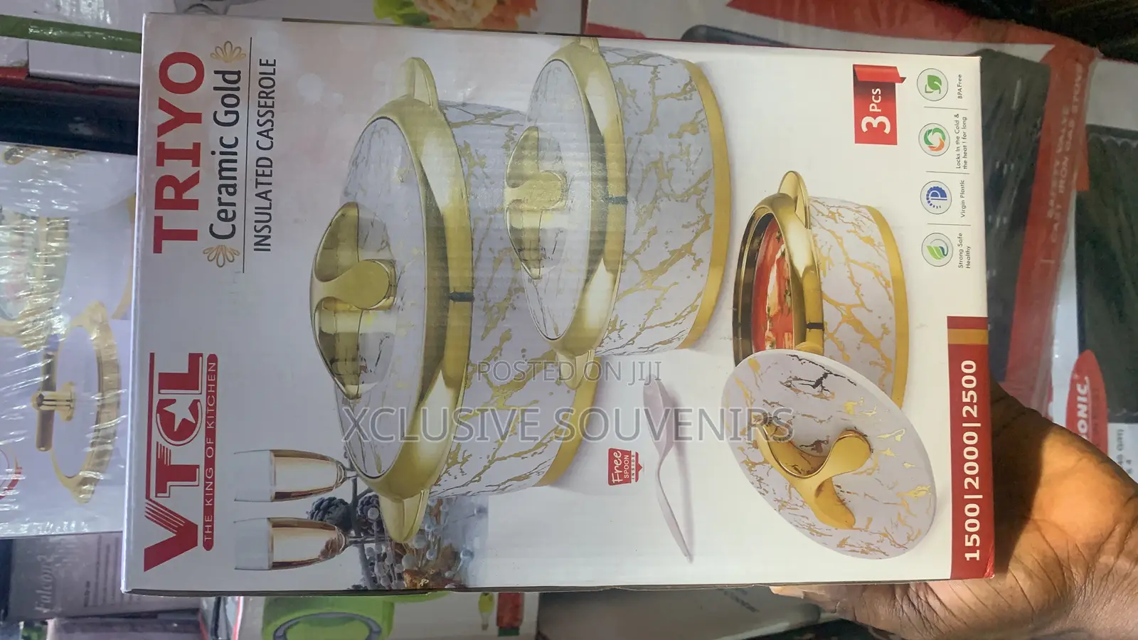 3in1ceramic Gold Insulated Casserole (1500,2000,2500ml)