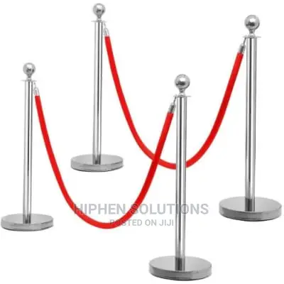 Rope Type Stanchion Queue Barrier Post 4 Poles