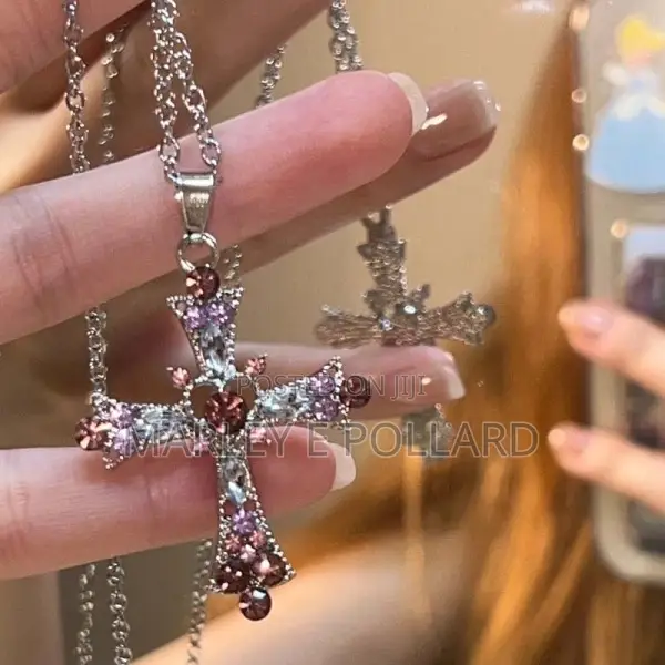 Zirconia Cz Silver Cross Pendant Chain