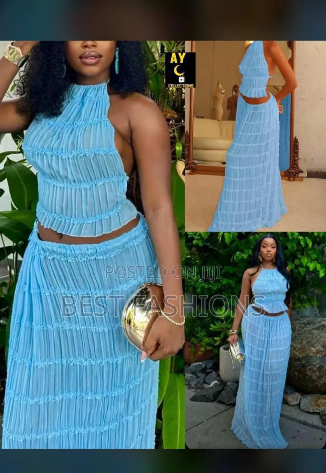 Ladies Net 2 Piece Long Skirt and Crop Top