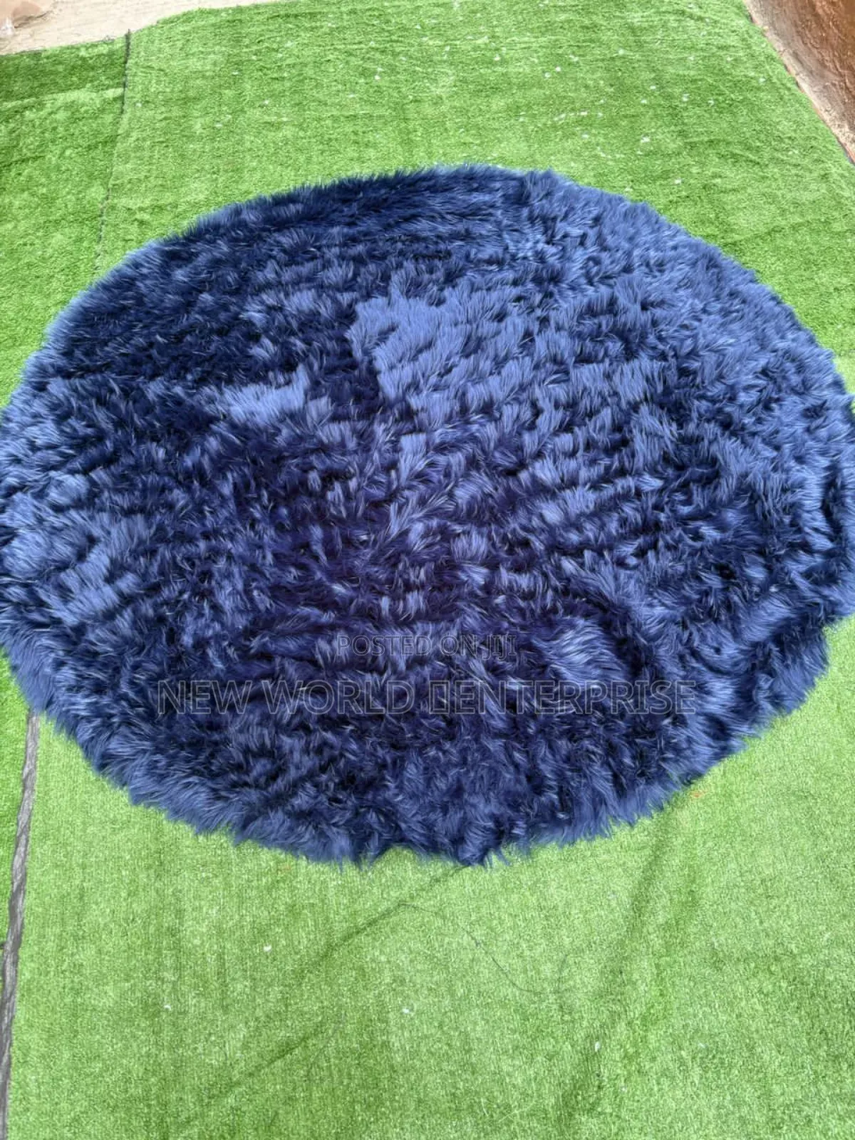 5x5 Feets Blue Fur Rug