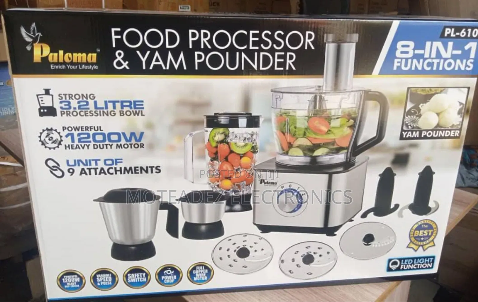 Paloma 3.2l (1200w) 8 in 1 Yam Pounder/Multi Food Processors