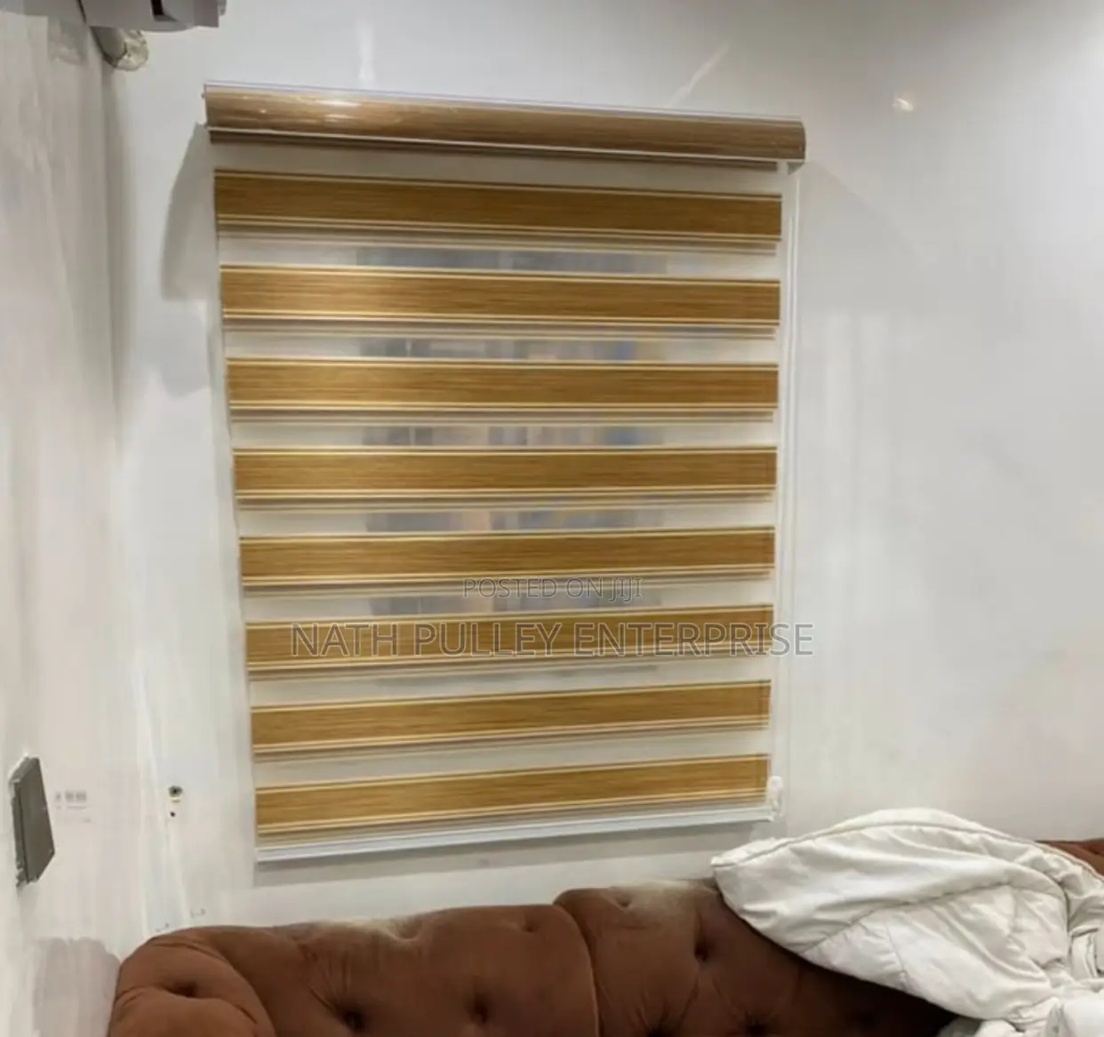Wooden Brown Stripe Day and Night Blinds