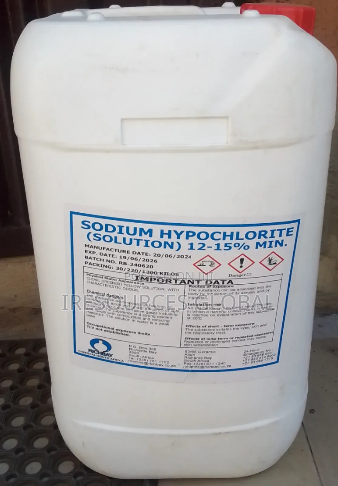 Sodium Hypochlorite (Naocl) Liquid 12-15%