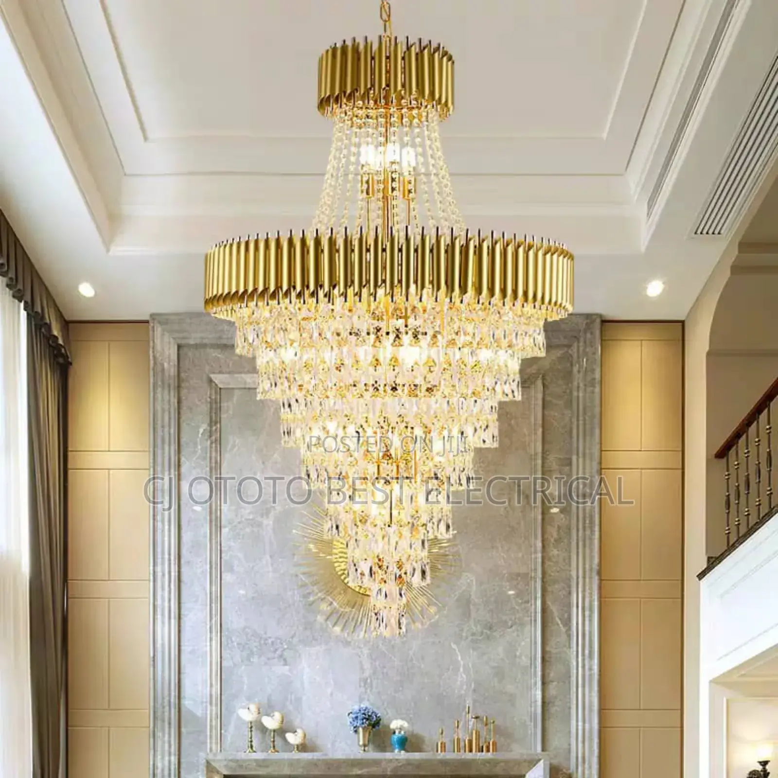 Crystal Chandelier Light Black and Gold Body Available Now