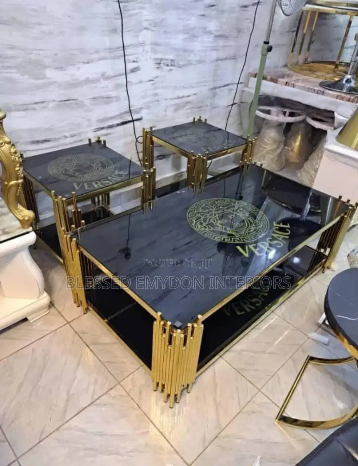 Luxury Glass Center Table Side Stools