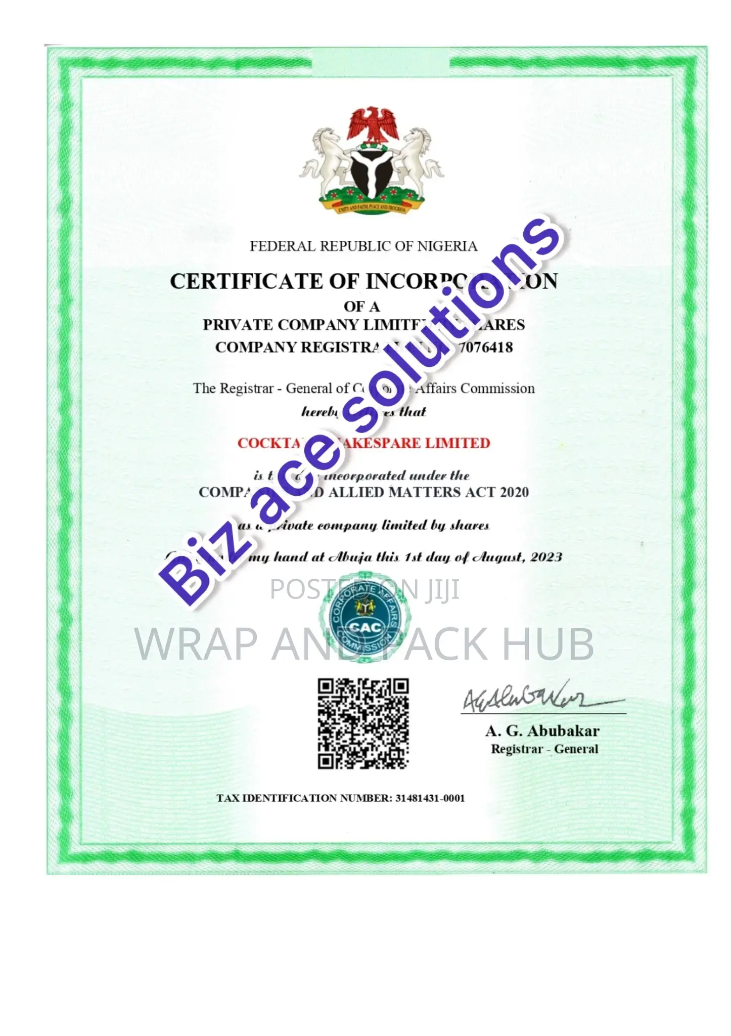 Cac Business Name Registration