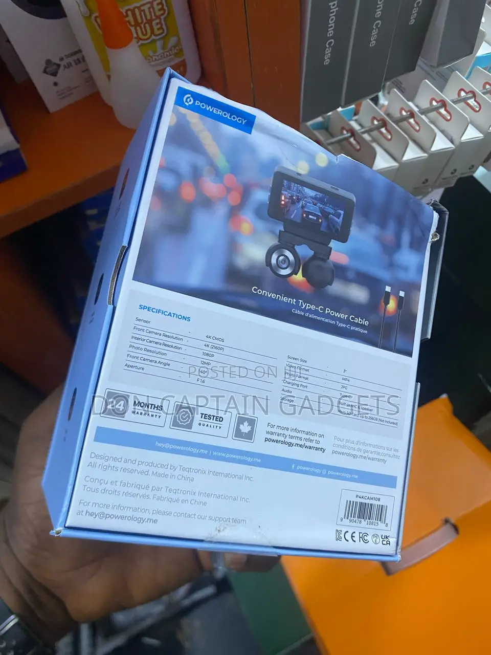 Powerology Dash Camera Dual Lens Cam108