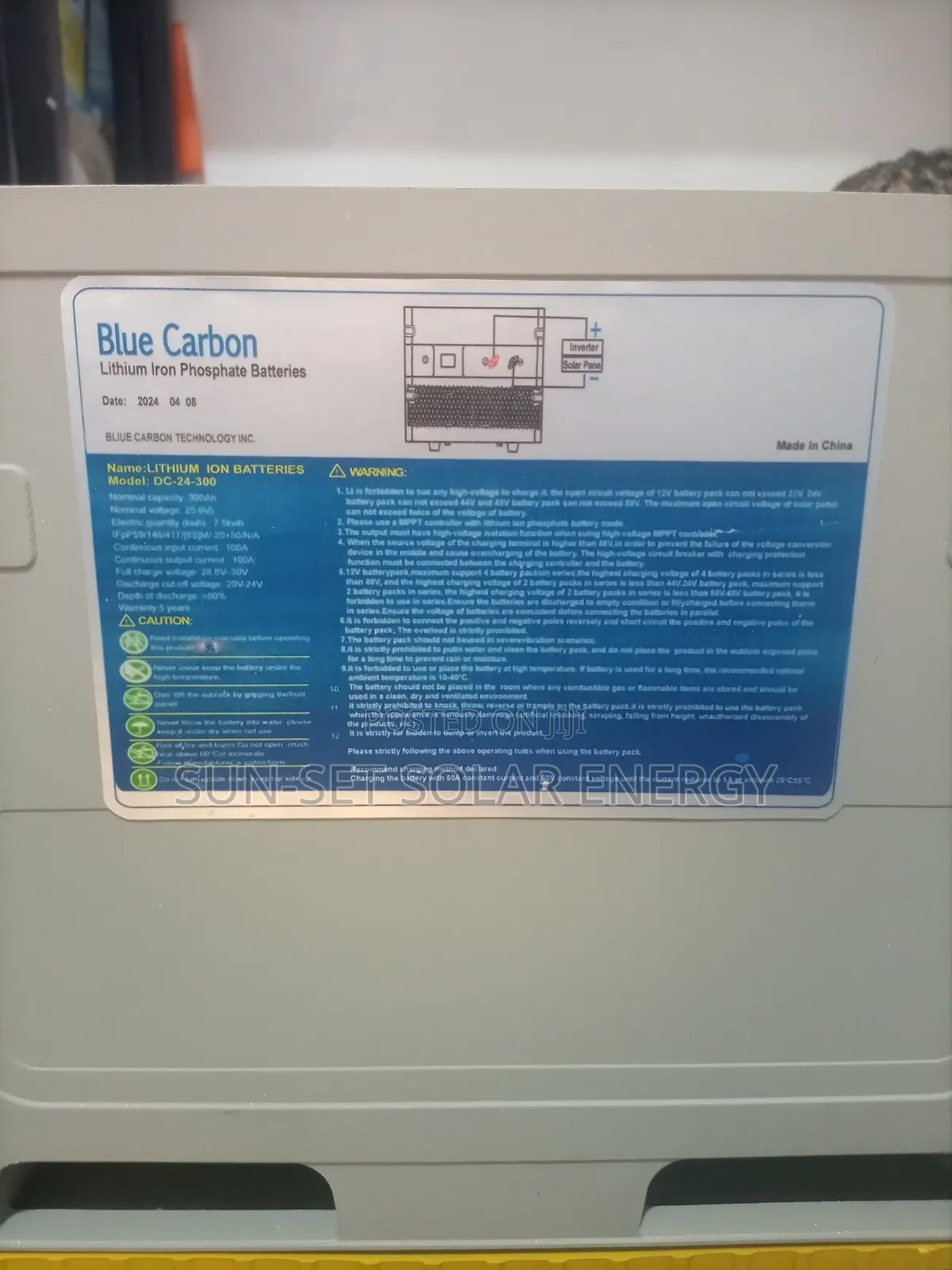 Blue Carbon 7kwh 300ah 24v With 5yrs Warranty