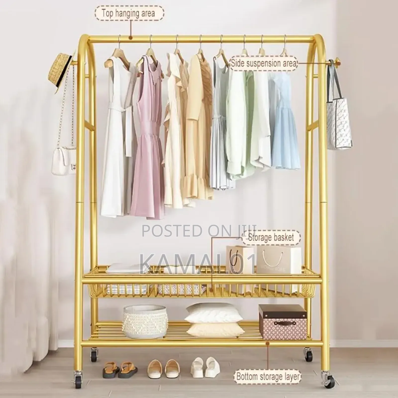 Garment Rack, Freestanding Clothes Rack With Wheels