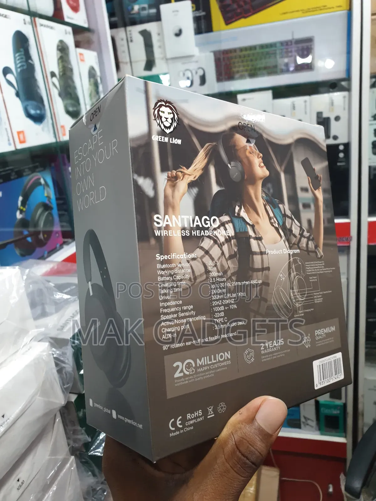 Green Lion Santiago Wireless Headphone Black