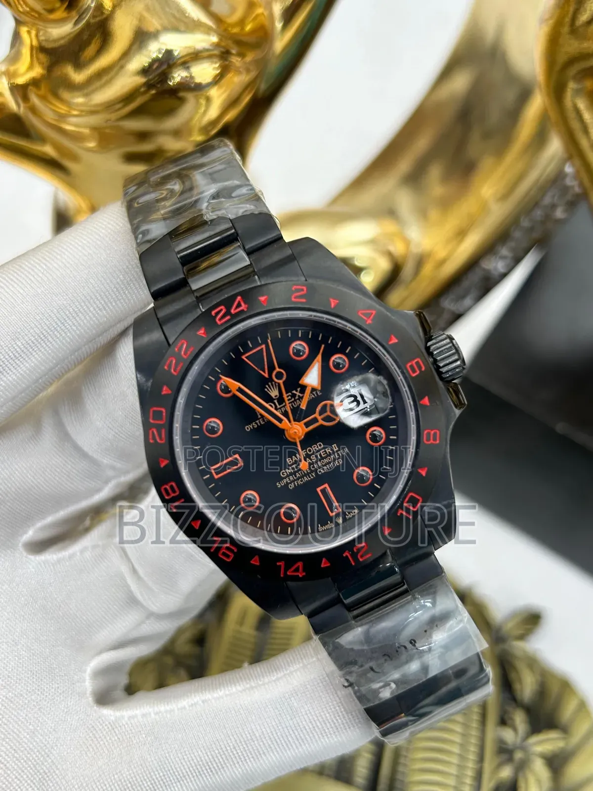 Original Rolex Date-Just Black Stainless Steel Watch