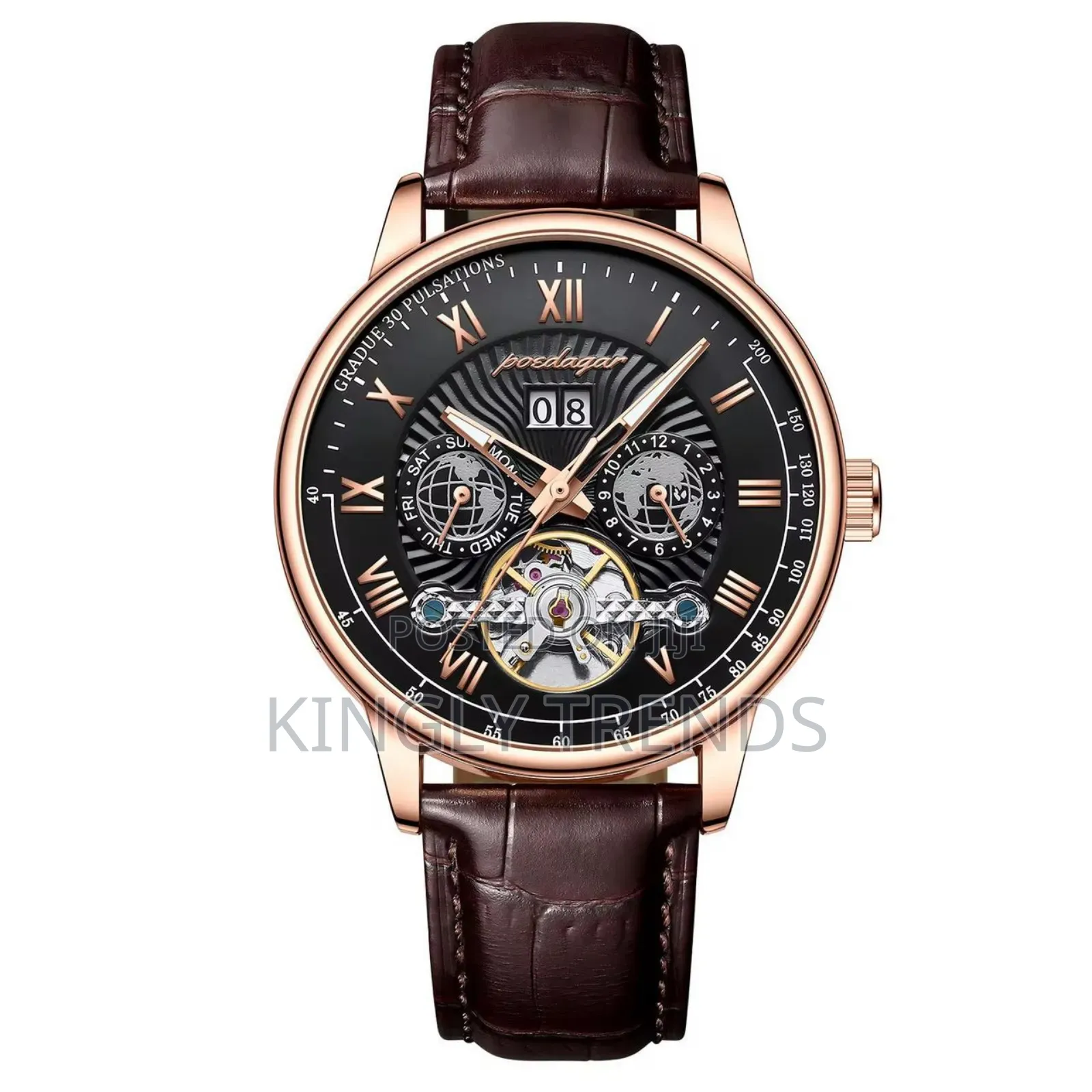Poedagar Automatic Leather Watch