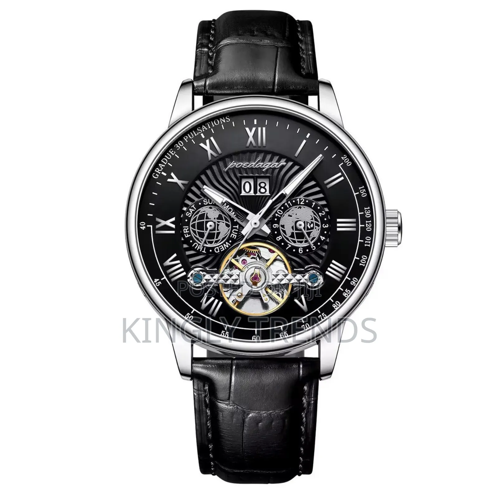 Poedagar Automatic Leather Watch