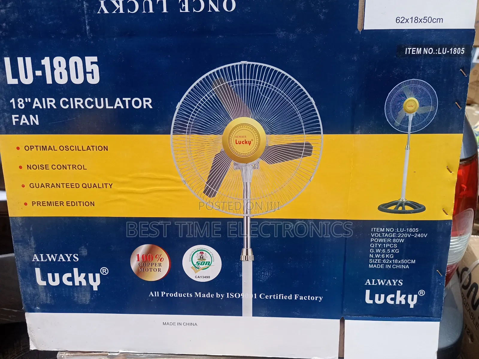 18" Always Lucky Electric Stand Fan